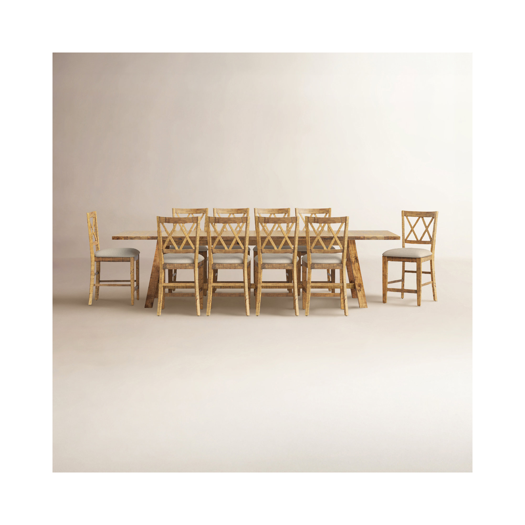 Maxine 10-Person Extendable Solid Wood Dining Set
