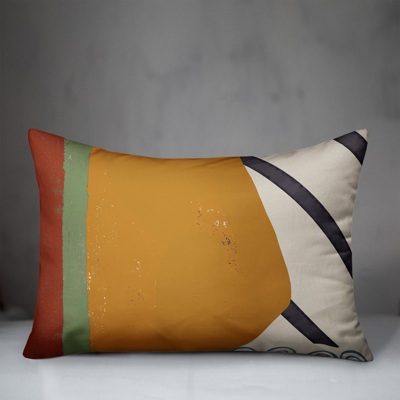 Modern Warm Abstract Yellow and Red 14x20 Indoor/Outdoor Pillow