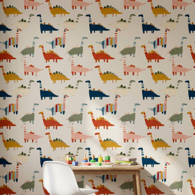 Papier peint dinosaures fantaisiste
