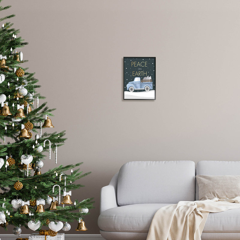 «Peace on Earth Snowy Truck» par Louise Allen Designs - impression sur toile, H 14 po x l 11 po x P 1,5 po