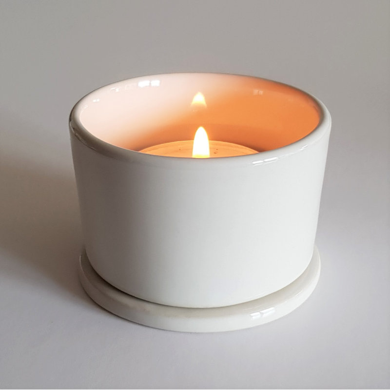 6 Piece Concrete / Cement Tabletop Tealight Holder Set, White