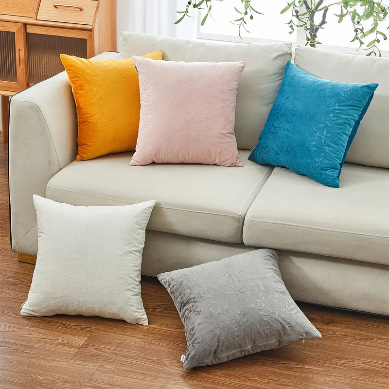 Coussin en velours Velvet Spring, Blanc