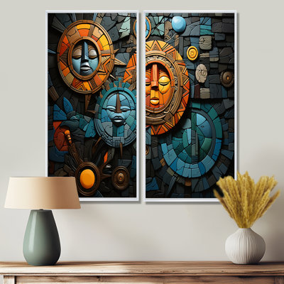 Mosaïque de la culture africaine - art mural global 2 panneaux