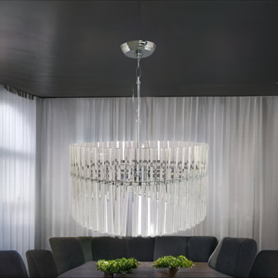 Lustre cylindrique unique à 4 lumières avec accents de cristal Habibah