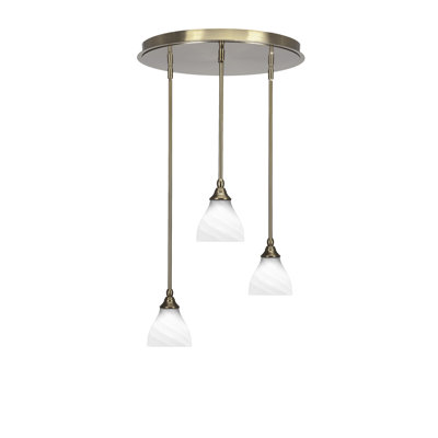 Luminaire suspendu grappe suspendu à 3 lumières Empire avec verre en marbre blanc 6,25 po Empire
