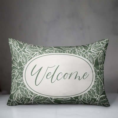Welcome Leaf Outdoor Rectangular Pillow Cover and Insert