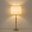 26.6" Modern Metal Table Lamp with Fabric Shade-493606539-496110011