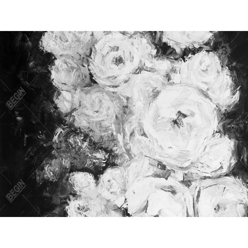 Jardin de roses monochromes - Toile de chambre à coucher florale pour la décoration intérieure