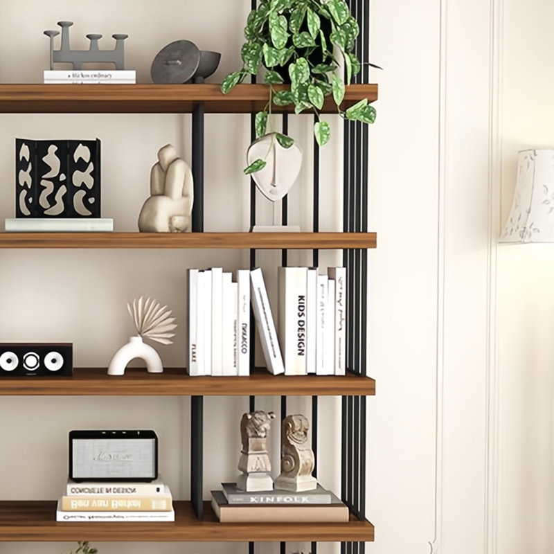 Classic storage-style bookcase, (5 Shelves) 75.9"H x 78.7"W x 13.7"D, Dark Brown/Black