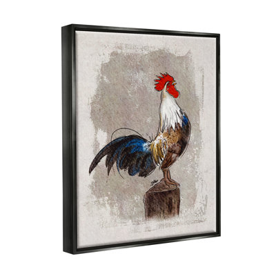 «Farmhouse Rooster Perchée», peinture sur toile flottante par Shanda Louis