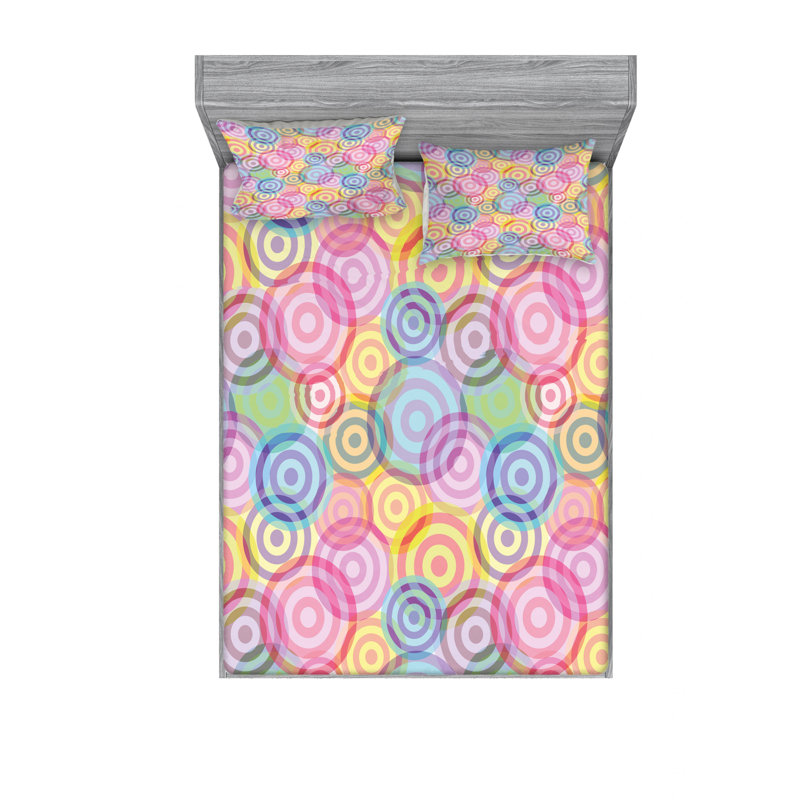 Microfiber Geometric Sheet Set, Queen Sheet Set with Fitted Sheet