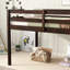 Lit mezzanine simple en bois massif et bois d'hévéa avec échelle-117067493
