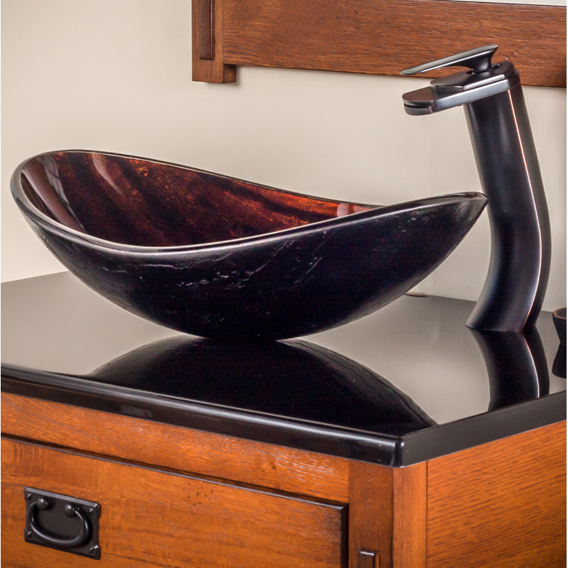 Lavabo de salle de bain ovale en verre pour bateau volle