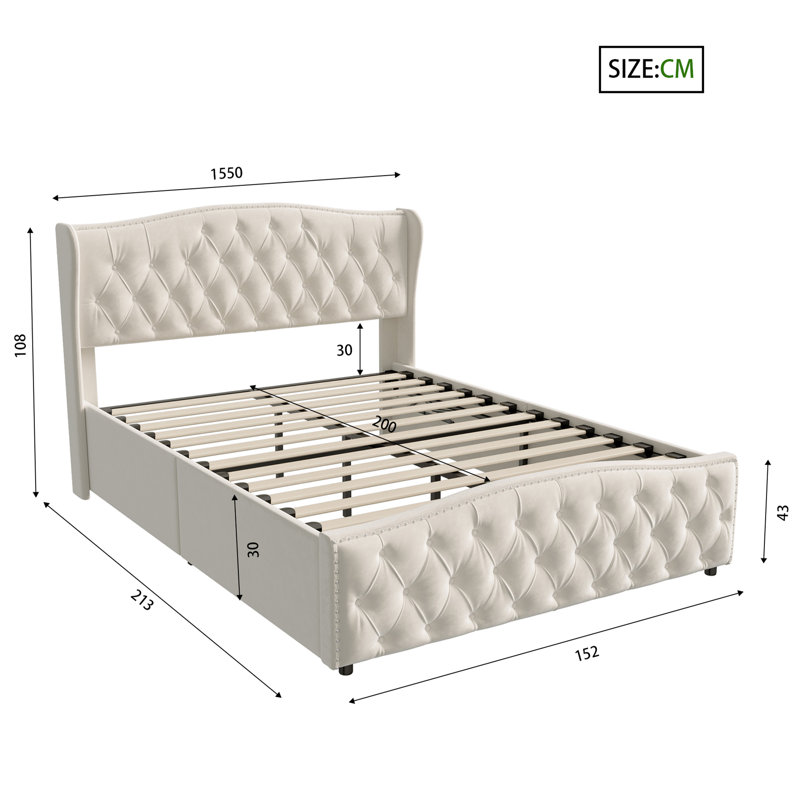 Bed, 150, Beige