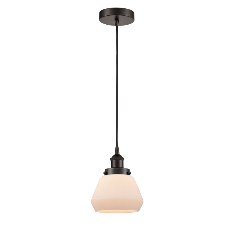 Luminaire suspendu conique à 1 lumière Cahn, Blanc, Bronze huilé