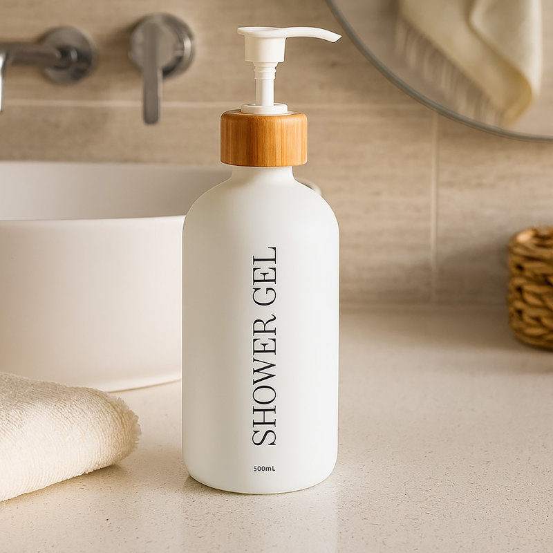 Matte White Shower Gel Dispenser 17 fl oz (500ml), White