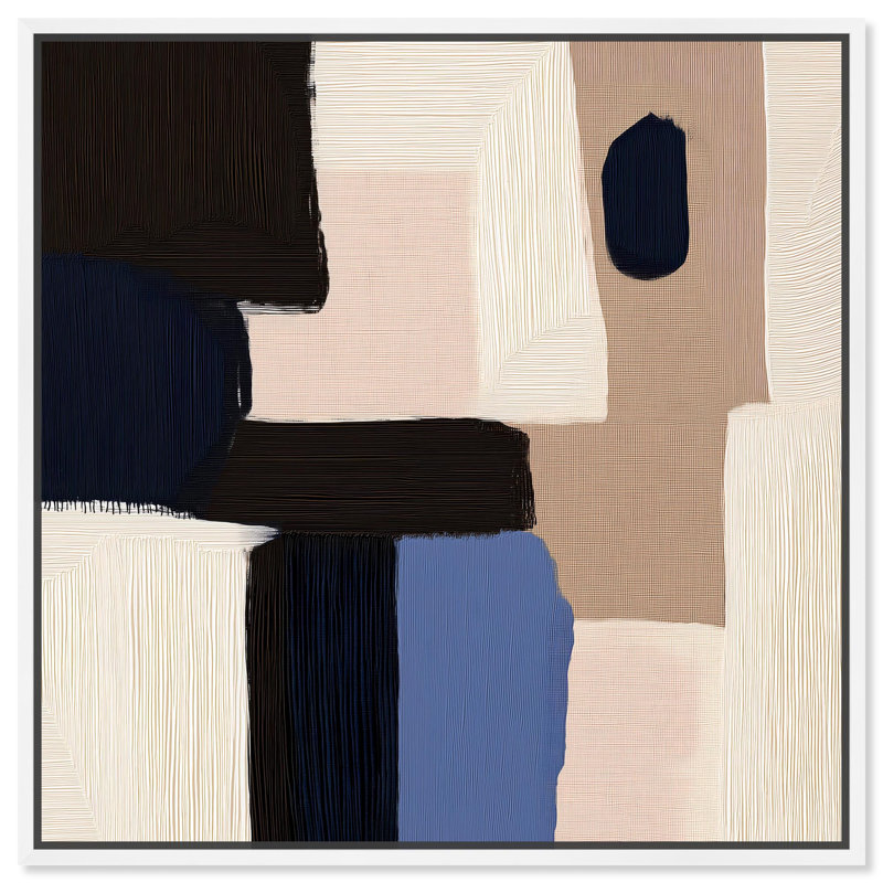 Décoration murale moderne en toile bleue Quietude II par Art Remedy, H 31 po x l 31 po, Cadre flottant blanc