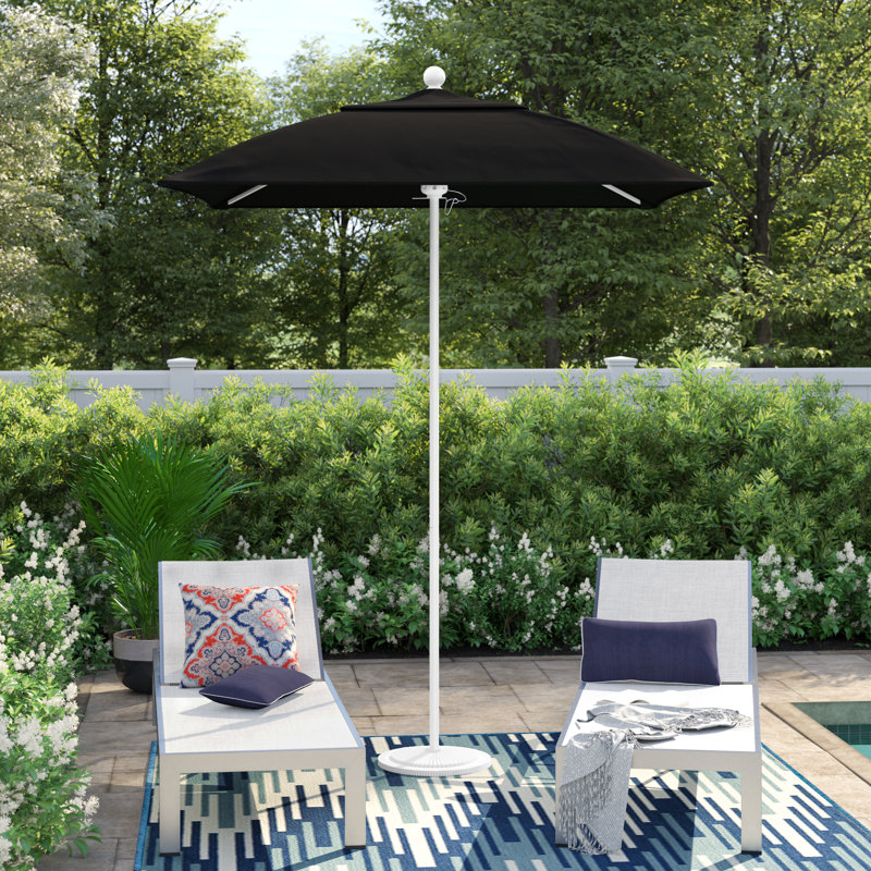 Parasol de marché carré 6 pi Hibo, Toile Sunbrella® noir, Bronze