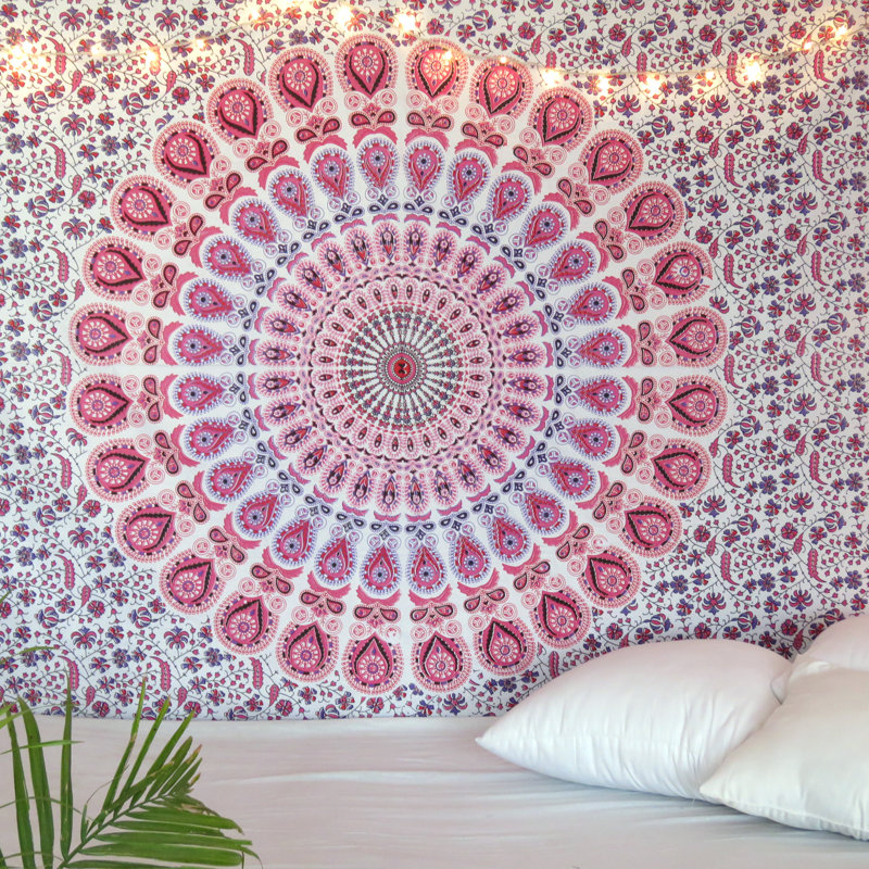 Tapisserie bohémienne en coton, Rose, H 82 po x l 54 po