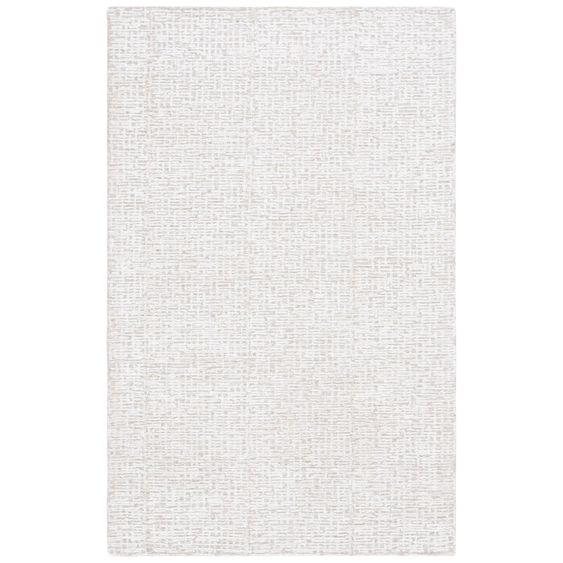 Reaver Hand Tufted Viscose Wool Cotton with Latex Abstract Rug in Ivory, Rectangle 6' x 9'
