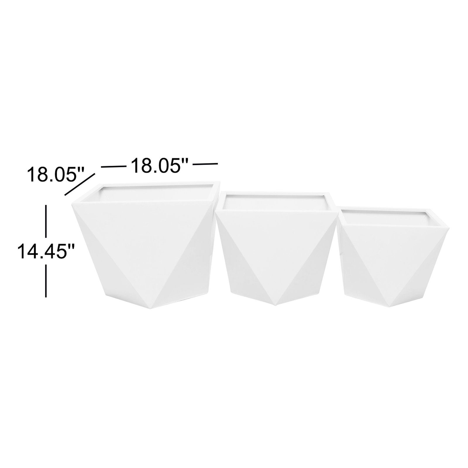 Esma Metal Planter - Set of 3, White