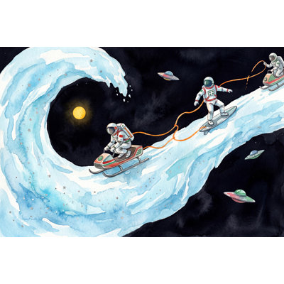 Astronautes papier peint aquarelle paysage cosmique amovible