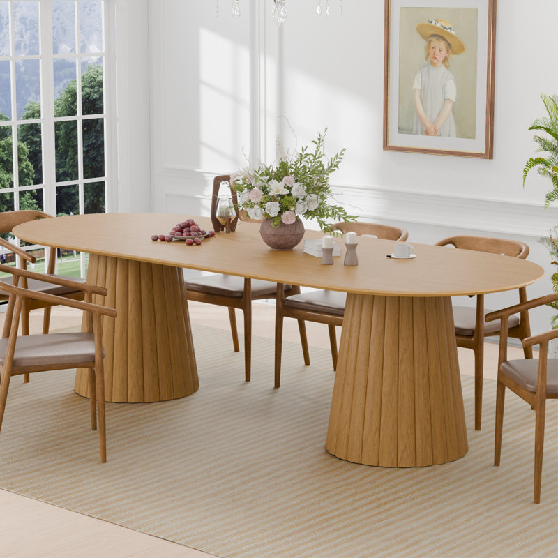 Table de salle à manger 86 po 86 pi, Bois naturel / transparent