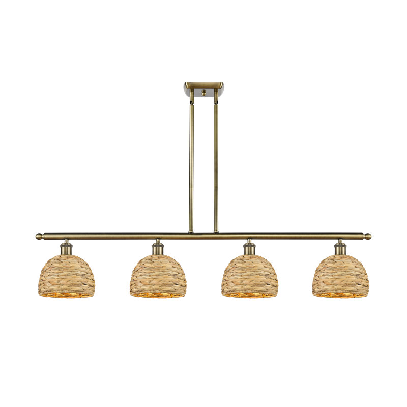Luminaire suspendu en dôme à 4 lumières Baudilia, H 11 po x l 48 po x P 8 po, Laiton antique