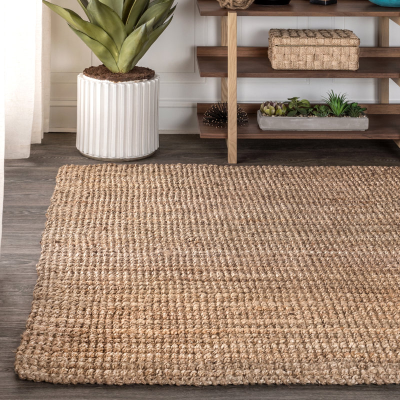 Pata Hand Woven Chunky Jute Natural Rug, Rectangle 10' x 13'