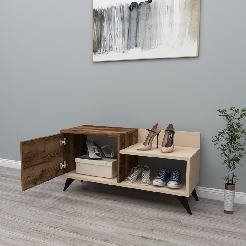 6 Pair Shoe Storage, Light Brown/Beige
