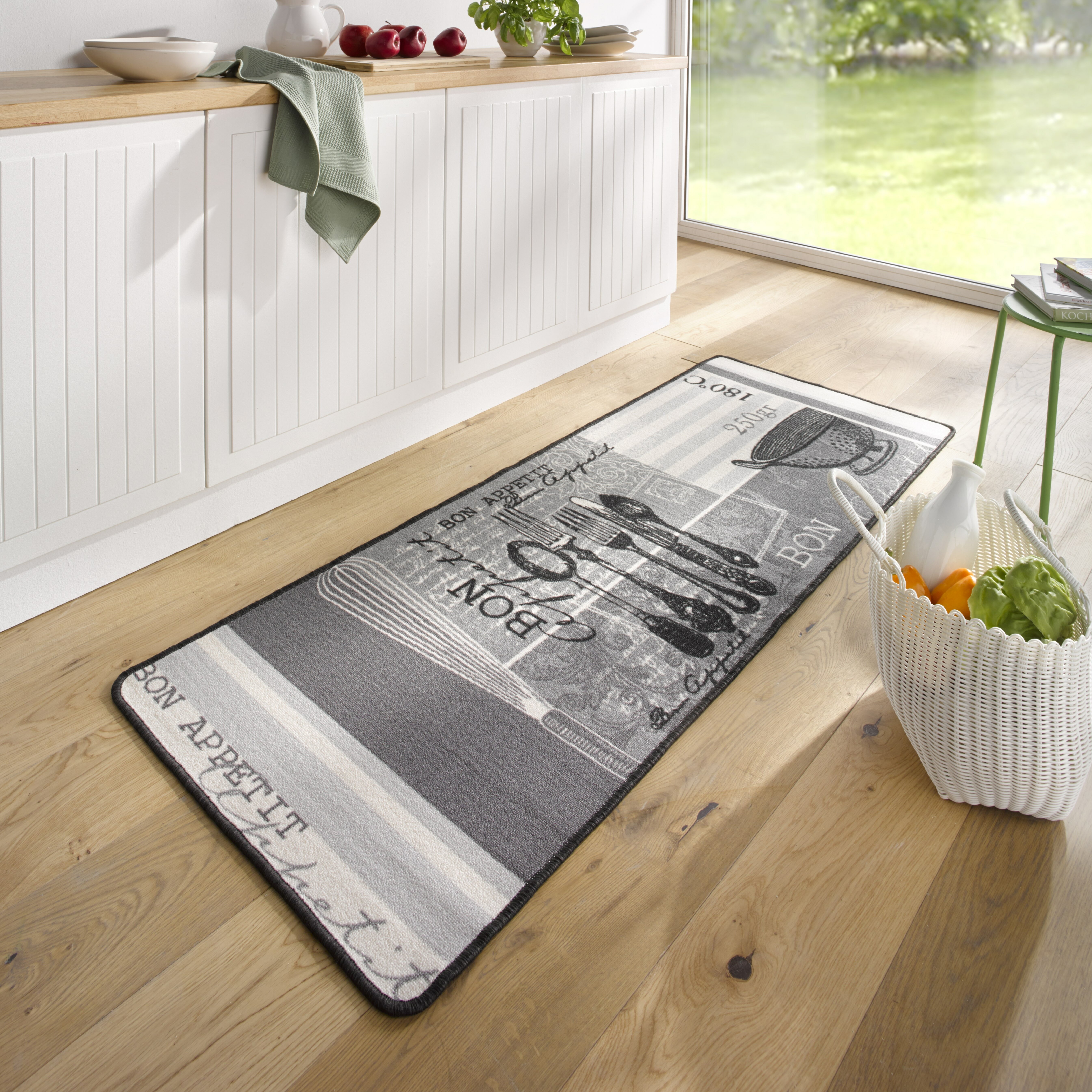 Hanse Home Bon Appetit Läufer - Küchenläufer mit Motiv Teppich Rutschfest  für Küche, Flur - Grau Creme & Bewertungen