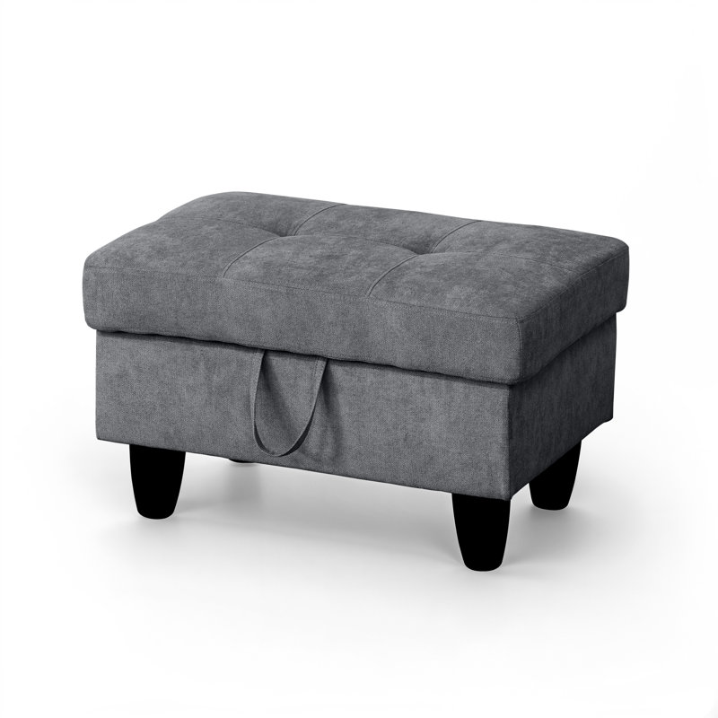 Repose-pieds rembourré en flanelle avec repose-pieds Athiste, Velours gris foncé