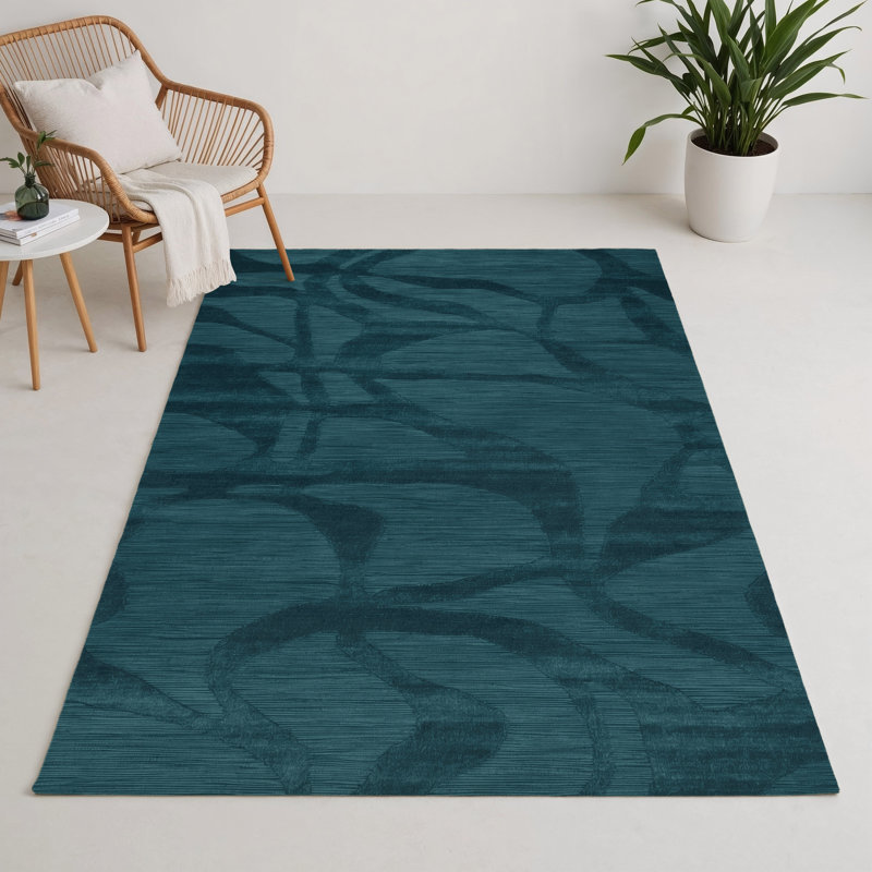 Tapis abstrait bleu intérieur et extérieur Abstract, Rectangle 5 pi x 7 pi