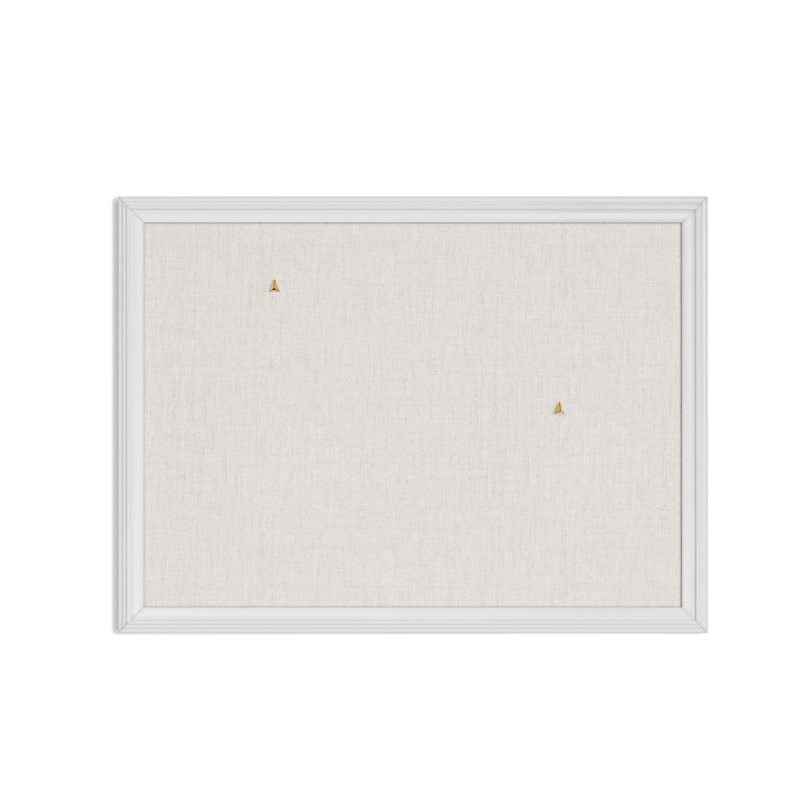 White Wood Frame Linen Bulletin Board, 23" x 17"