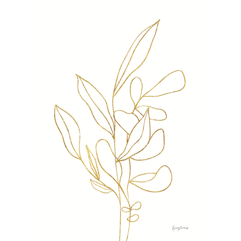 Racines florales V or, H 48 po x l 32 po, Non, Cadre simple argenté