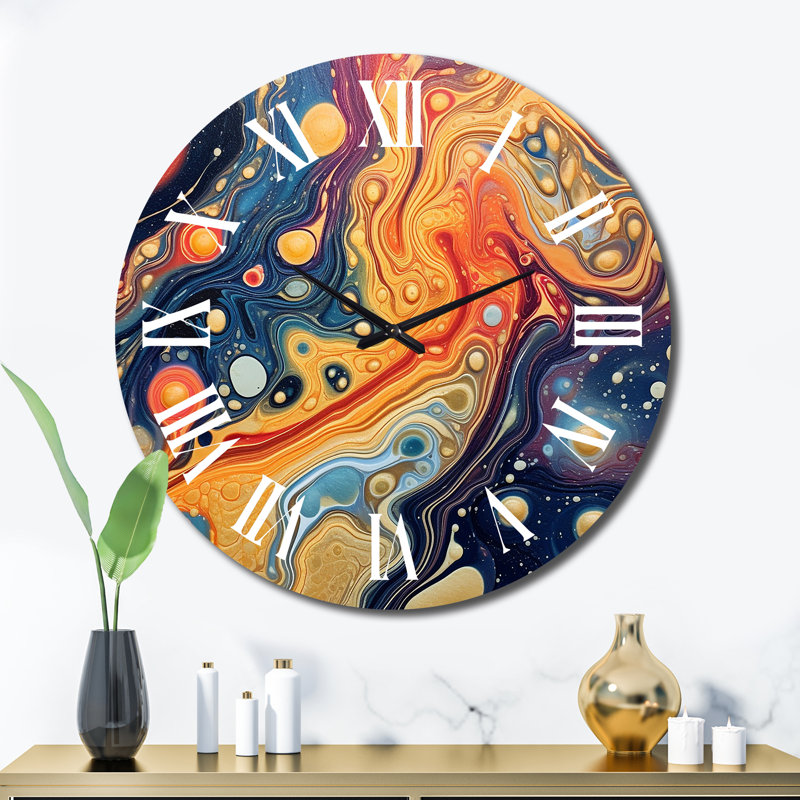 Horloge murale Orange Blue Galactic Universe II, Très grand