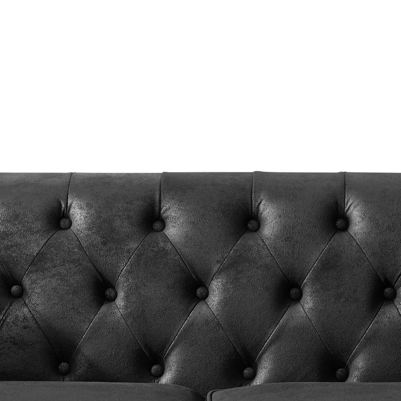 83 places en tissu High-Tech de 83 po pour le salon, le bureau, un appartement avec des coussins mi-moelleux, une structure en pin et des pieds massifs, noir, tissu Mid-Century moderne, noir, tissu, rembourrage en mousse à densité, espace principal