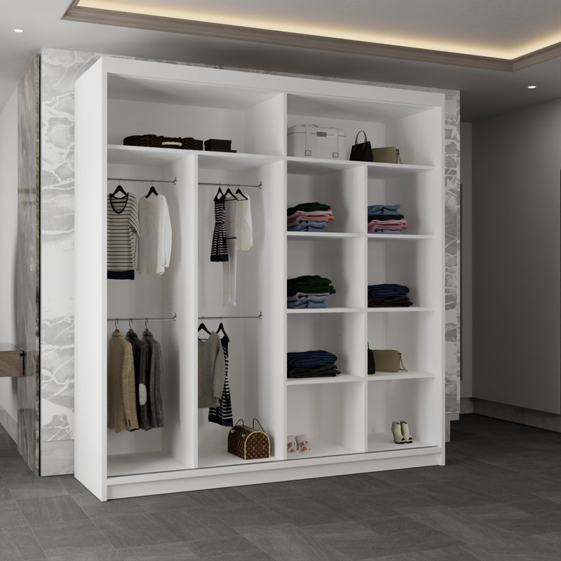 Cevahir 2 Door Wardrobe, 217cm H x 203cm W x 62cm D, White