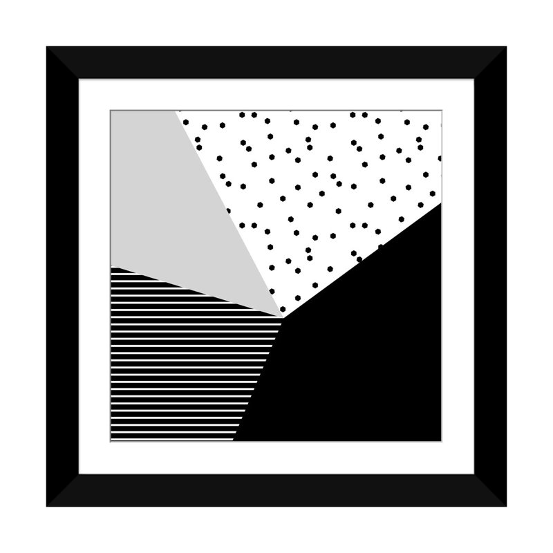 « geometry blocks x », reproduction d’impression sur toile tendue, H 16 po x l 16 po x P 1 po, Papier d'art encadré noir