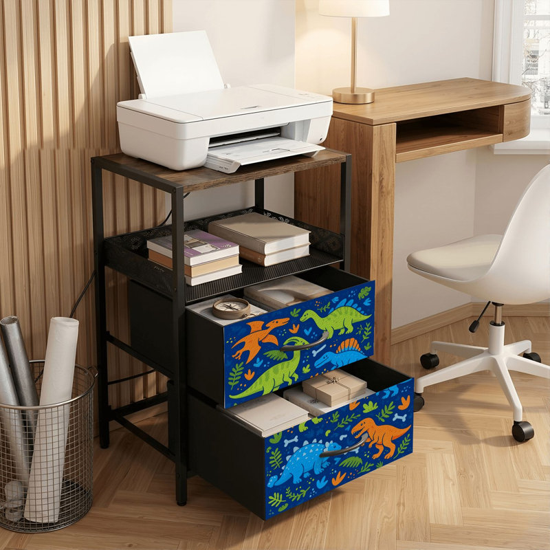 Table de chevet 2 tiroirs avec station de charge, table de chevet avec ports USB et prises USB