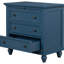 Table de bout pratique en bois avec 3 tiroirs et armoire bleue, polyvalente pour les maisons modernes-147402256-147402271