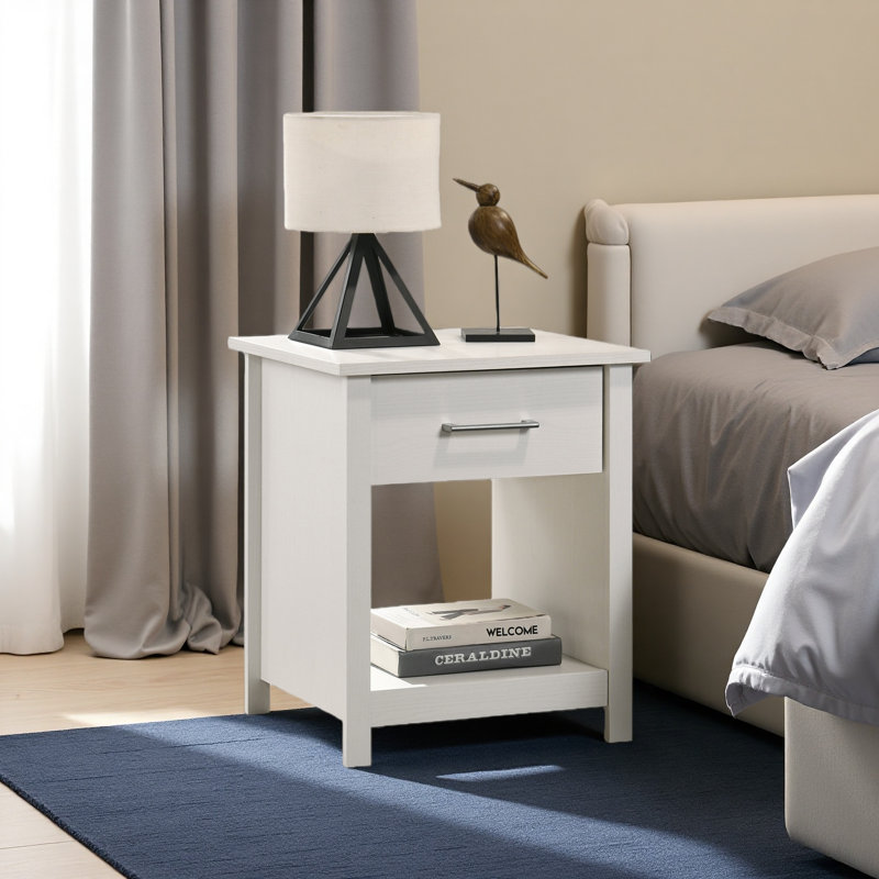 20"W 1-Drawer Nightstand Bedside Table, White