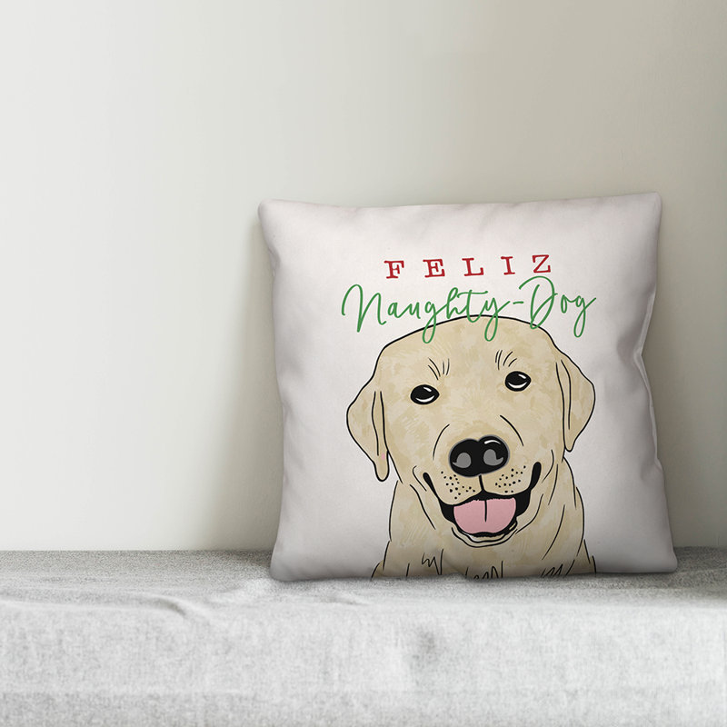  Housse de coussin Feliz Naughty Dog, 18 po x 18 po