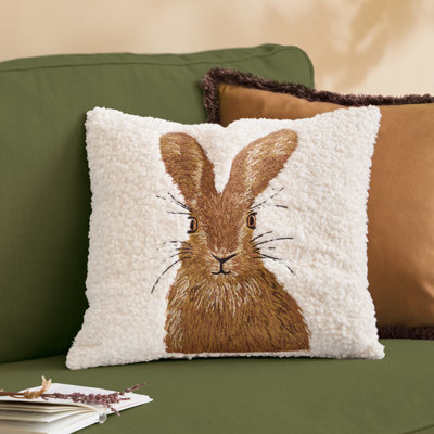 Beige Square Throw Cushion Cover