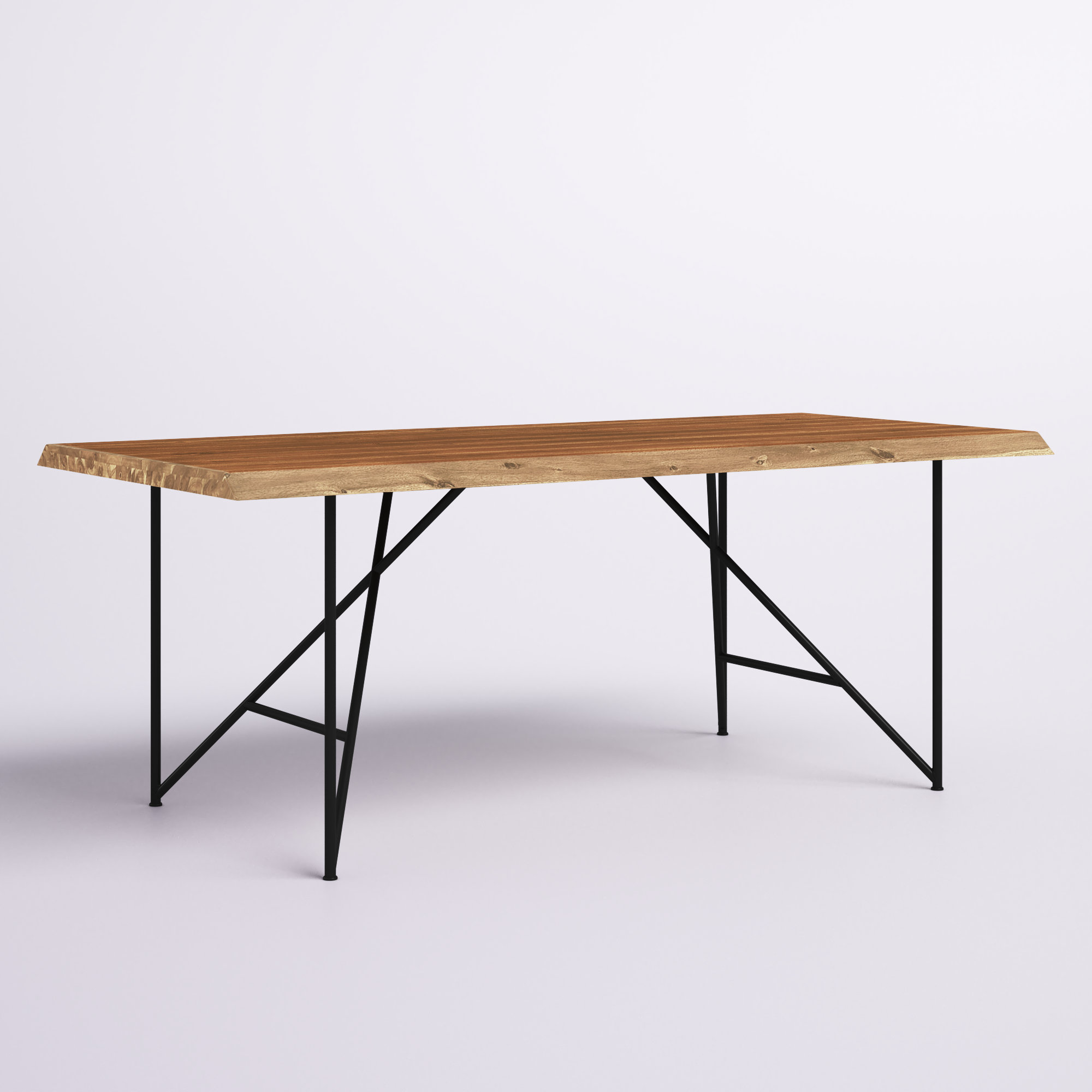 Joason Live Edge Solid Wood Dining Table, Light Walnut