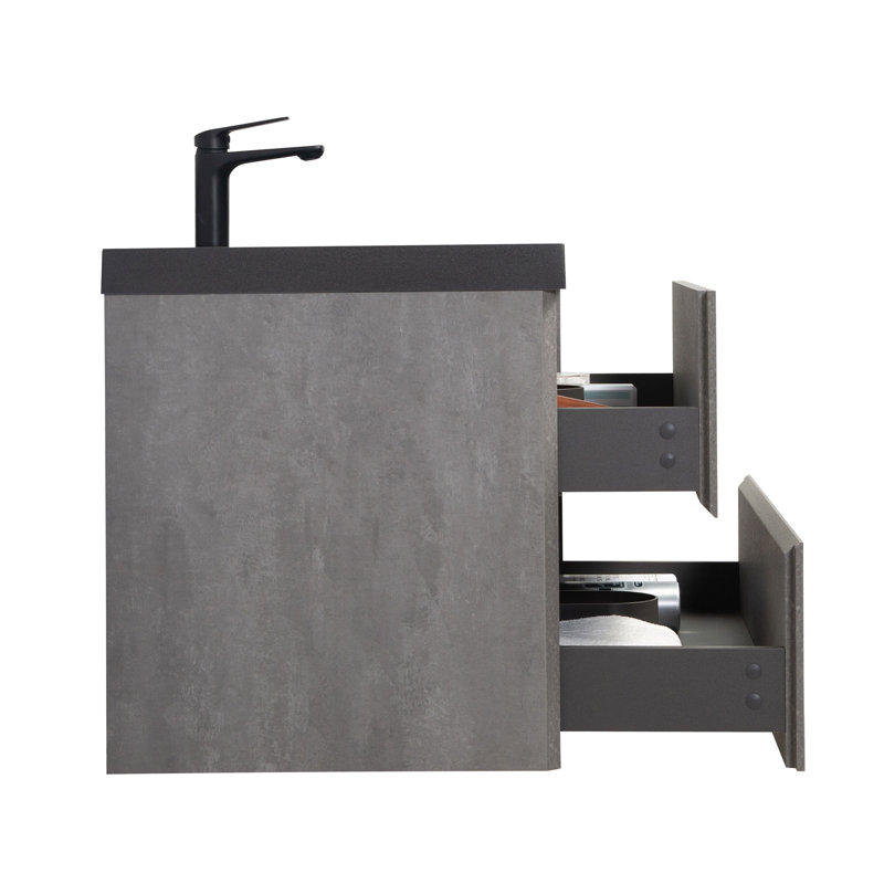 Meuble-lavabo flottant simple 36 po avec lavabo à surface solide Dhruven