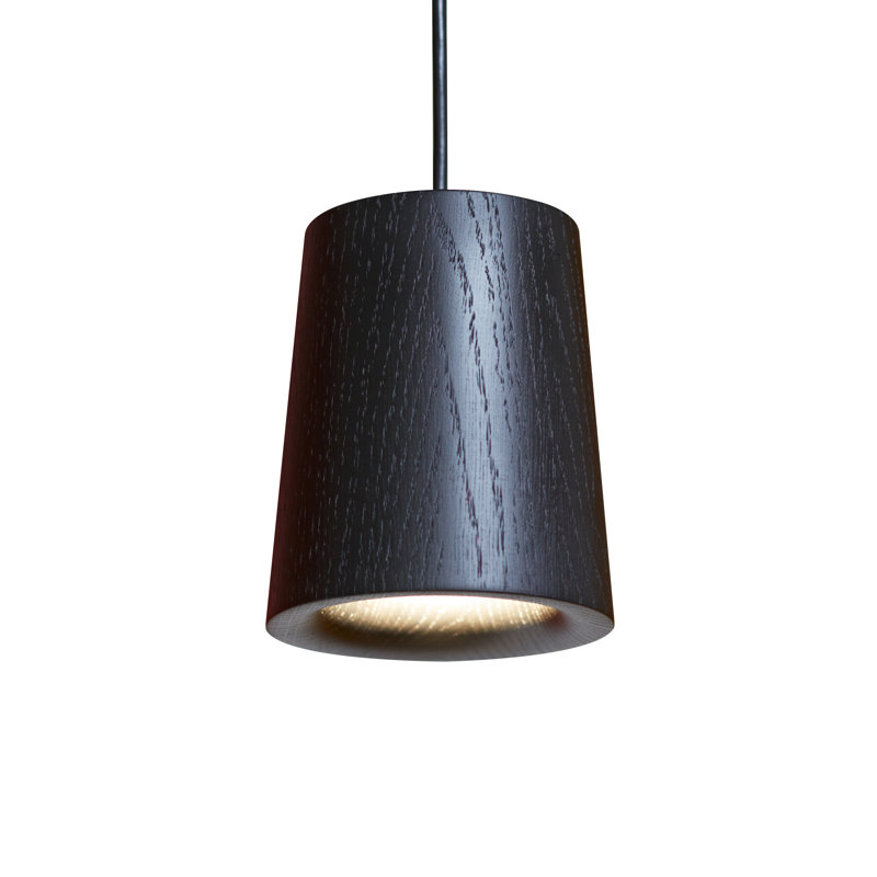 Solid 1 - Light LED Pendant, Black Stained Oak
