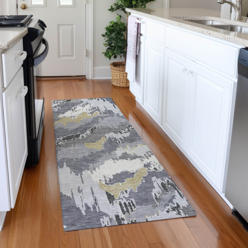 Premium Machine Washable Prisco Gray Rug, Runner 2'3" x 7'6"