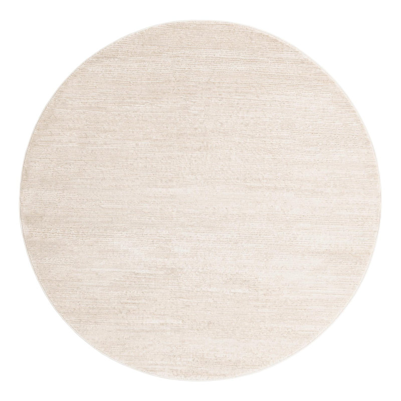 Mclellan Solid Color Machine Made Power Loom Area Rug in Ivory, Round 4'1"