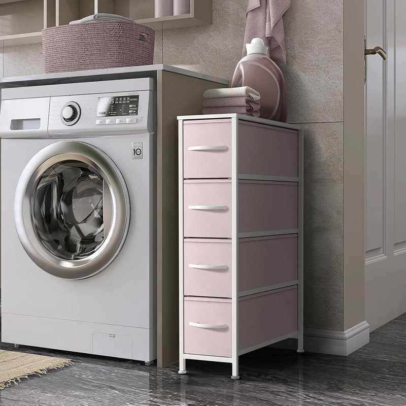 Organisateur de tiroir mobile rose en tissu